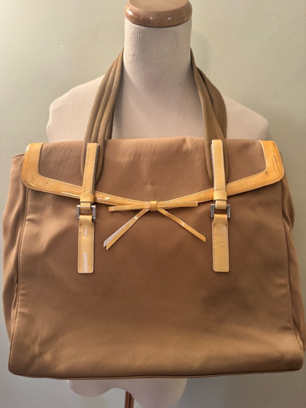 [Prada] Vintage Canapa Beige Canvas Tote | Logo Bag | Authentic
